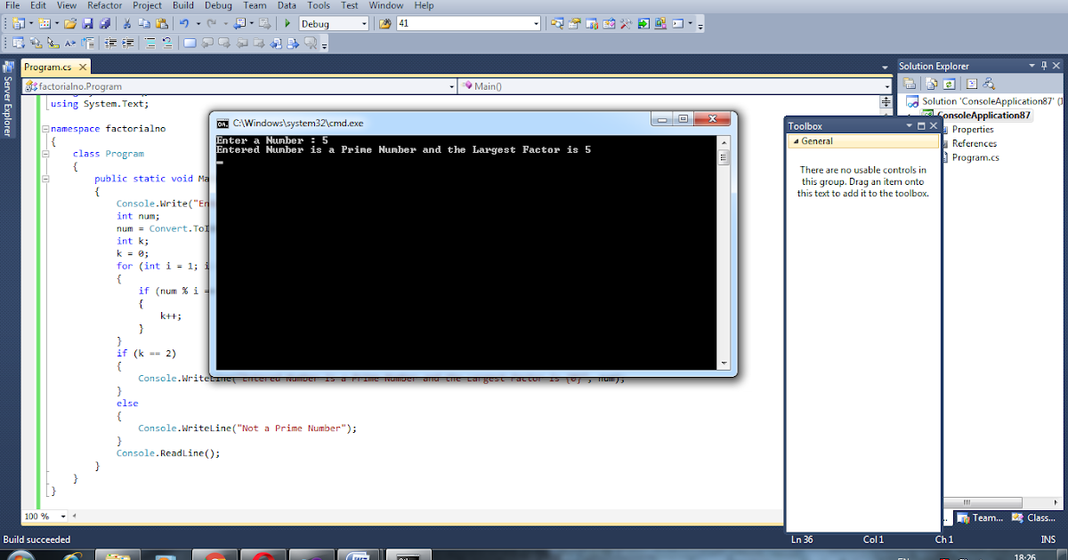 all dotnet programs: prime number program in c#