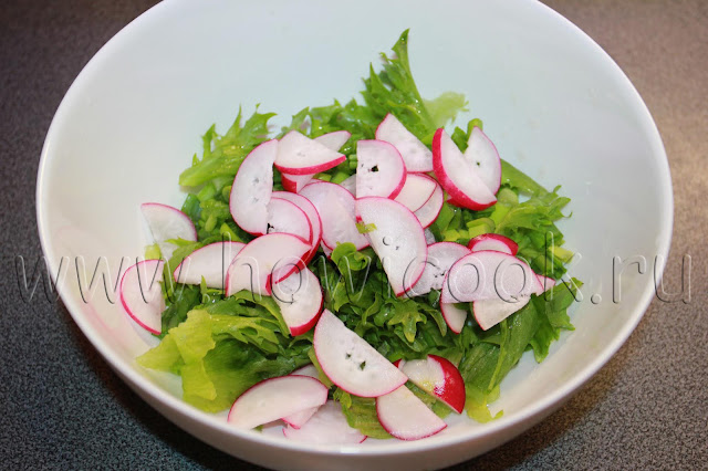 рецепт салата с редисом и зеленым луком с пошаговыми фото