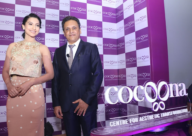 Dr. Sanjay Parashar, the brain behind Cocoona Centre for Aesthetic Transformation with Gauahar Khan during the brand launch Dr. Sanjay Parashar, the brain behind Cocoona Centre for Aesthetic Transformation with Gauahar Khan during the brand launch