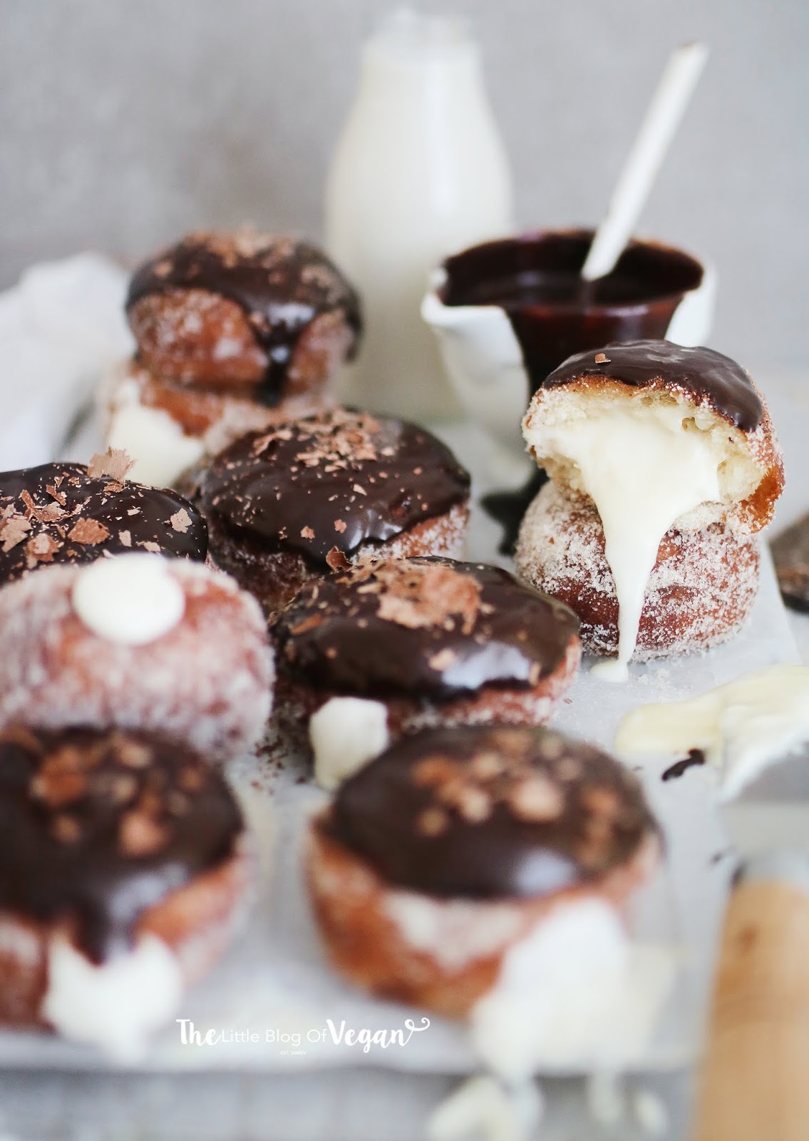 Easy Vegan Boston Cream Doughnuts recipe The Little Blog Of Vegan