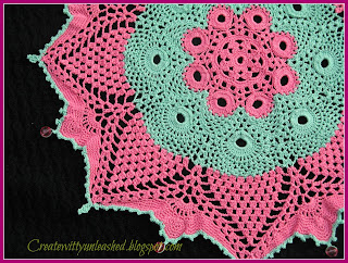 Crochet colorful doily with beads 5