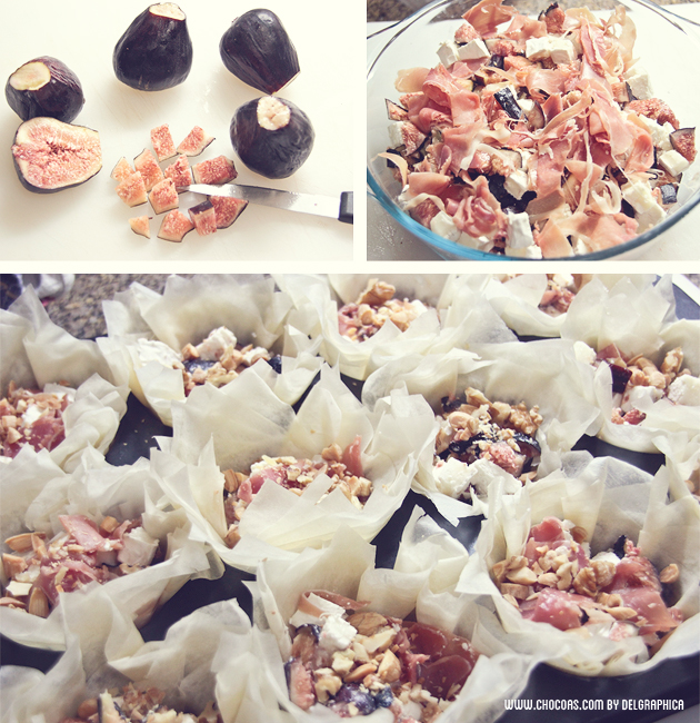 Relleno de higos para cesta de pasta filo