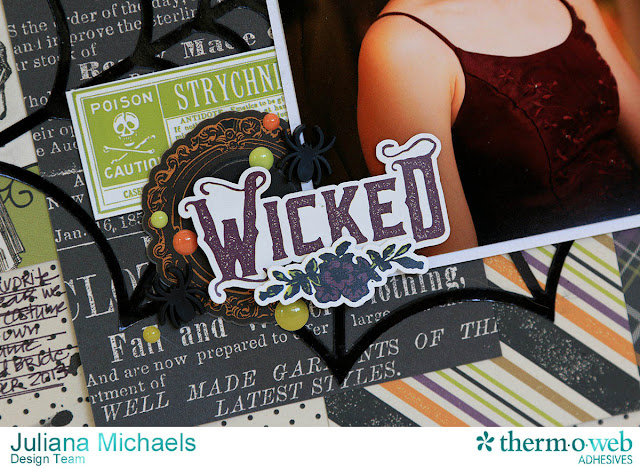 Wicked Halloween Scrapbook Page by Juliana Michaels featuring Echo Park Paper, Tim Holtz, and Therm O Web Deco Foil and Adhesives
