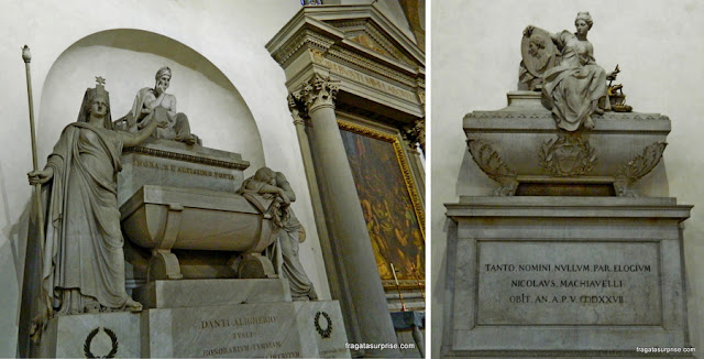 Florença - Basílica de Santa Croce - túmulos de Dante e de Maquiavel