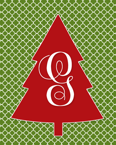 Free Monogram Christmas Tree Printable | Letters A-Z available | Instant Downloads