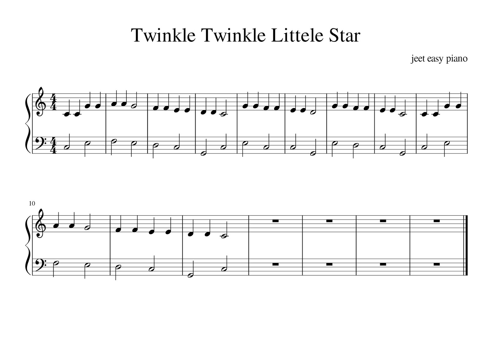 Twinkle Twinkle little star sheet music