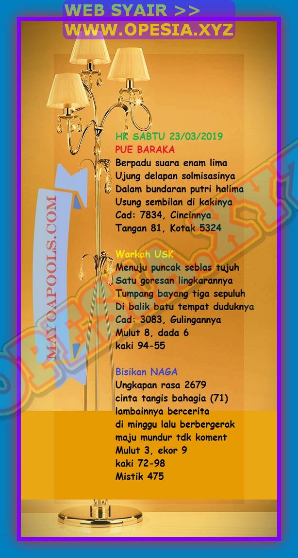 Kode Syair hongkong Sabtu 23 Maret 2019 GOsyair SEDIA
