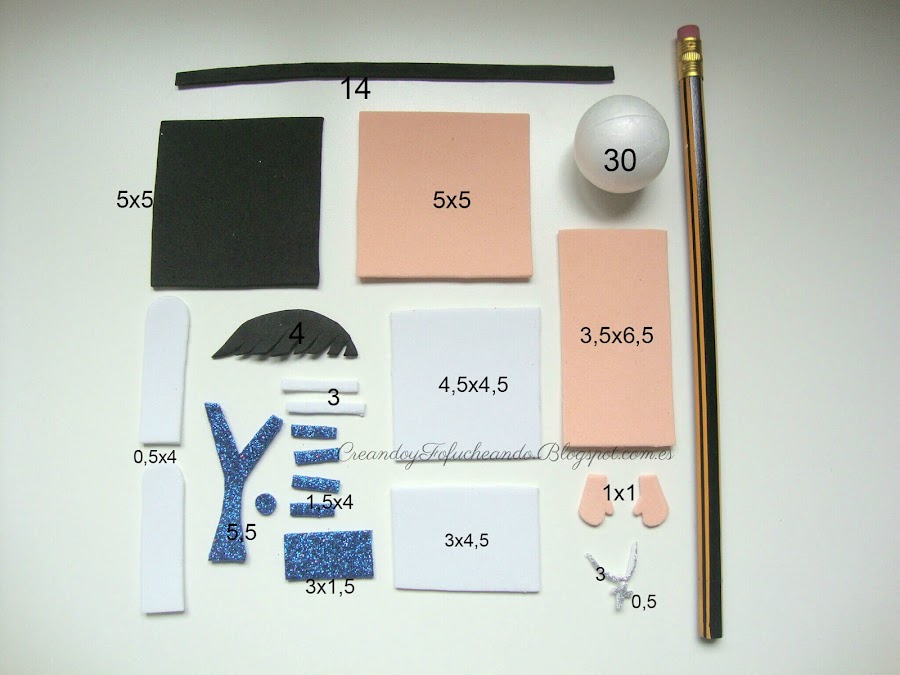 Medidas de las piezas fofulapiz comunion niño