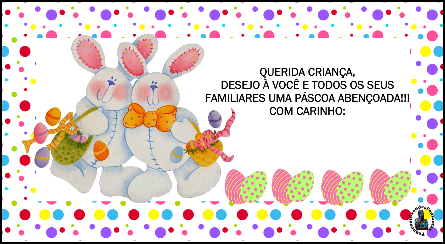 Pequenos Grandes Pensantes.: Cartões de Páscoa para Educação Infantil