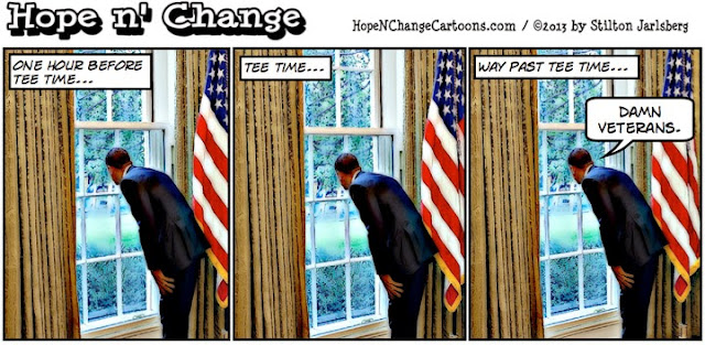 obama, obama jokes, hope n' change, hope and change, stilton jarlsberg, cartoon, million vet march, debt ceiling, golf, shutdown