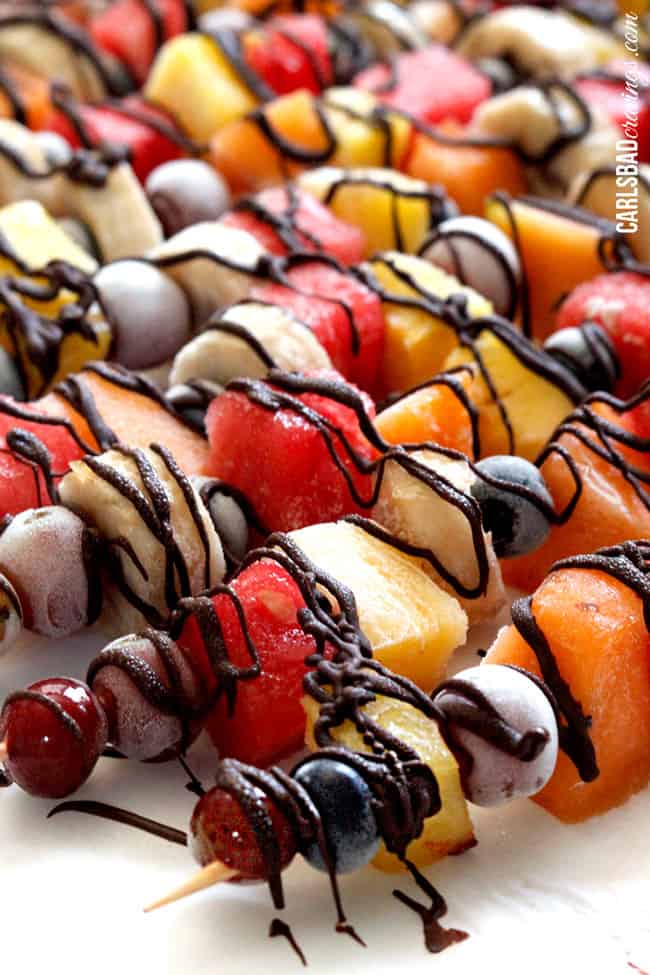 Chocolate Drizzled Frozen Fruit Skewers CookPed