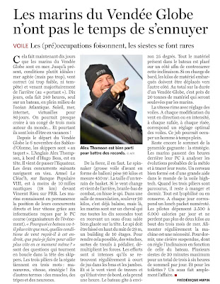 Vendée Globe 2016 - 2017 occupation à bord d'un IMOCA