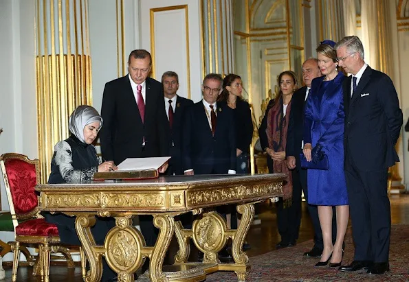 President Recep Tayyip Erdogan and his wife Emine Erdogan are welcomed by King Philippe and Queen Mathilde of Belgium
