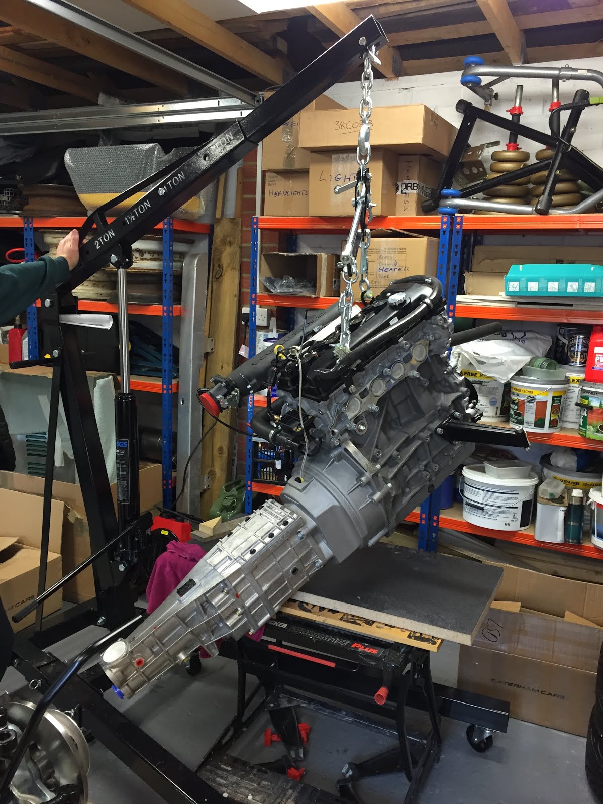 Caterham Seven 360R Build Blog Engine and gearbox in! (Build Day 7)