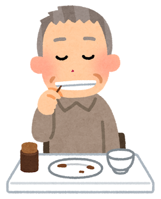 食後に爪楊枝を使う人のイラスト(お爺さん)
