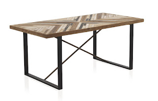 mesa rectangular industrial madera forja