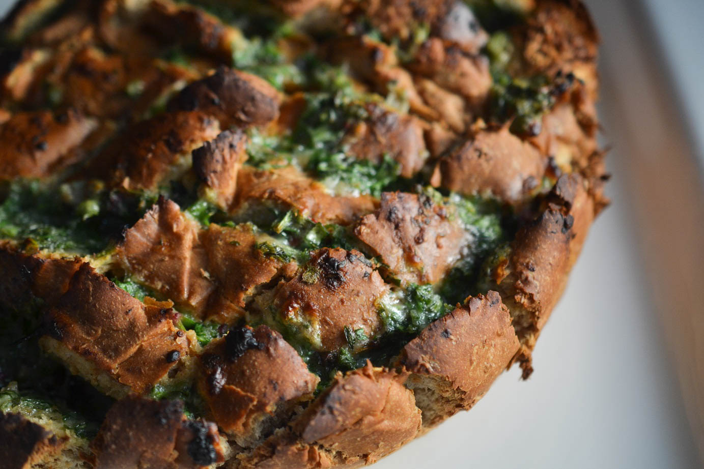Greedy Girl Spinach and Herb garlic bread