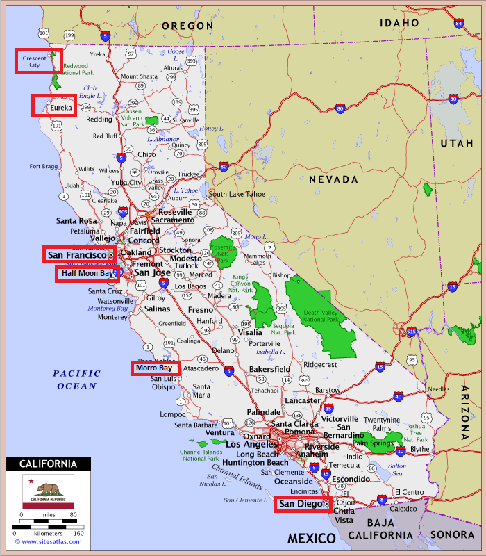 Selección de Climas Habitados Varias localidades costa de California