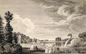  view of the palace form the north side of the Lake at Kew  by William Elliott after William Woollett (c1766)
