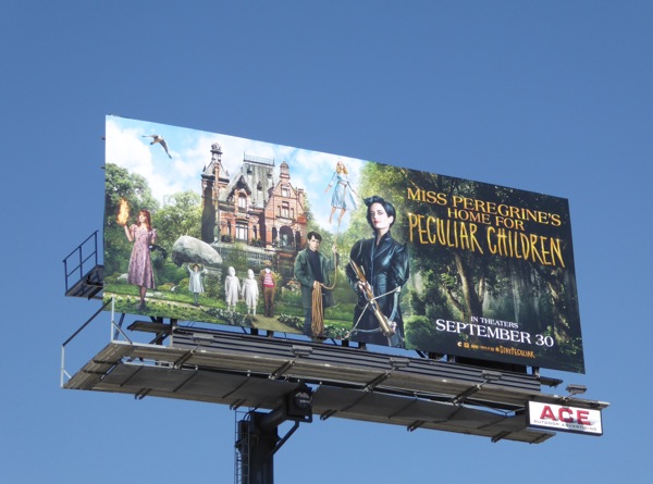 Miss Peregrine's Home for Peculiar Children movie billboard Sunset Strip Miss Peregrines Home for Peculiar Children movie billboard