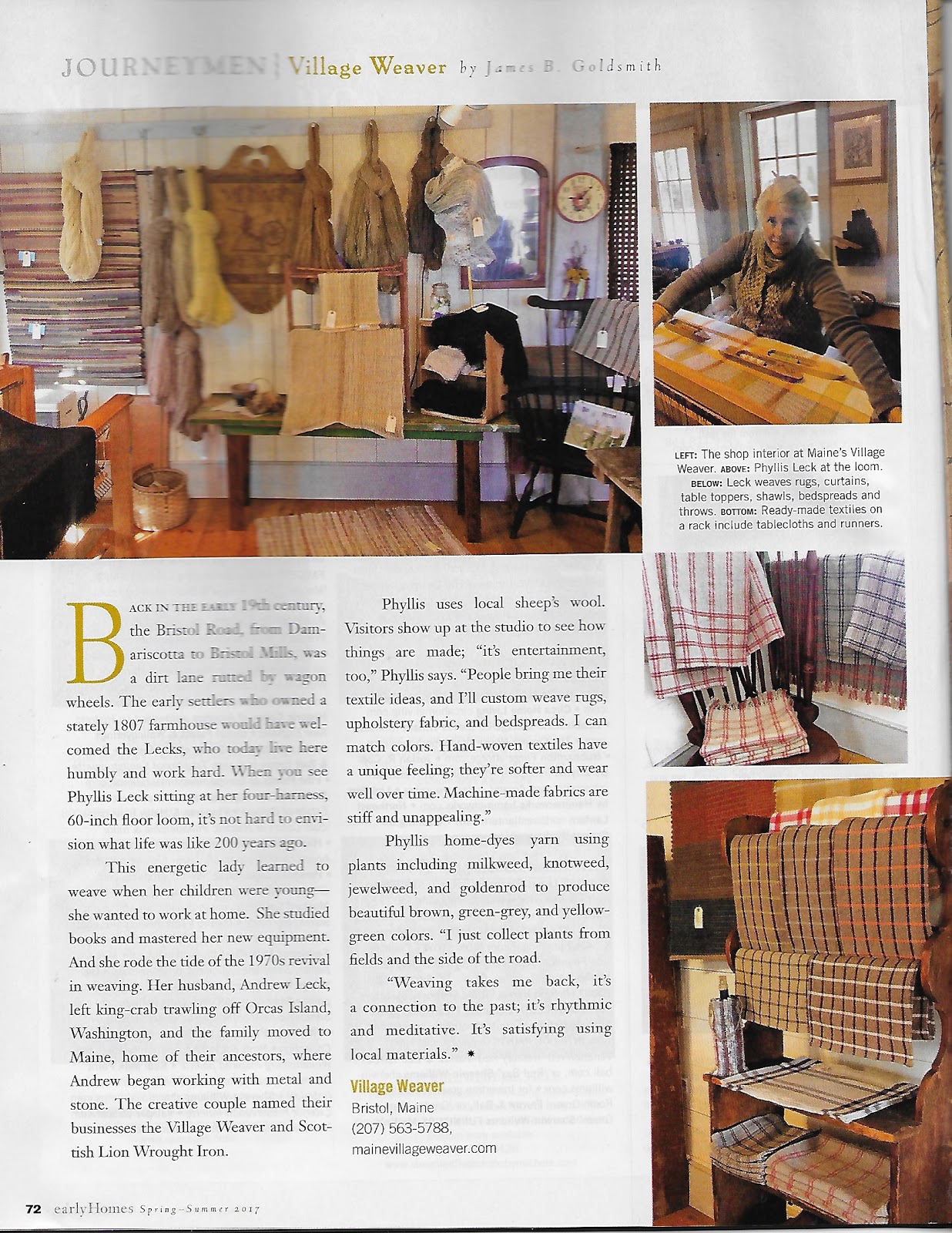 MAINE VILLAGE WEAVER Village Weaver article in Early Homes magazine
