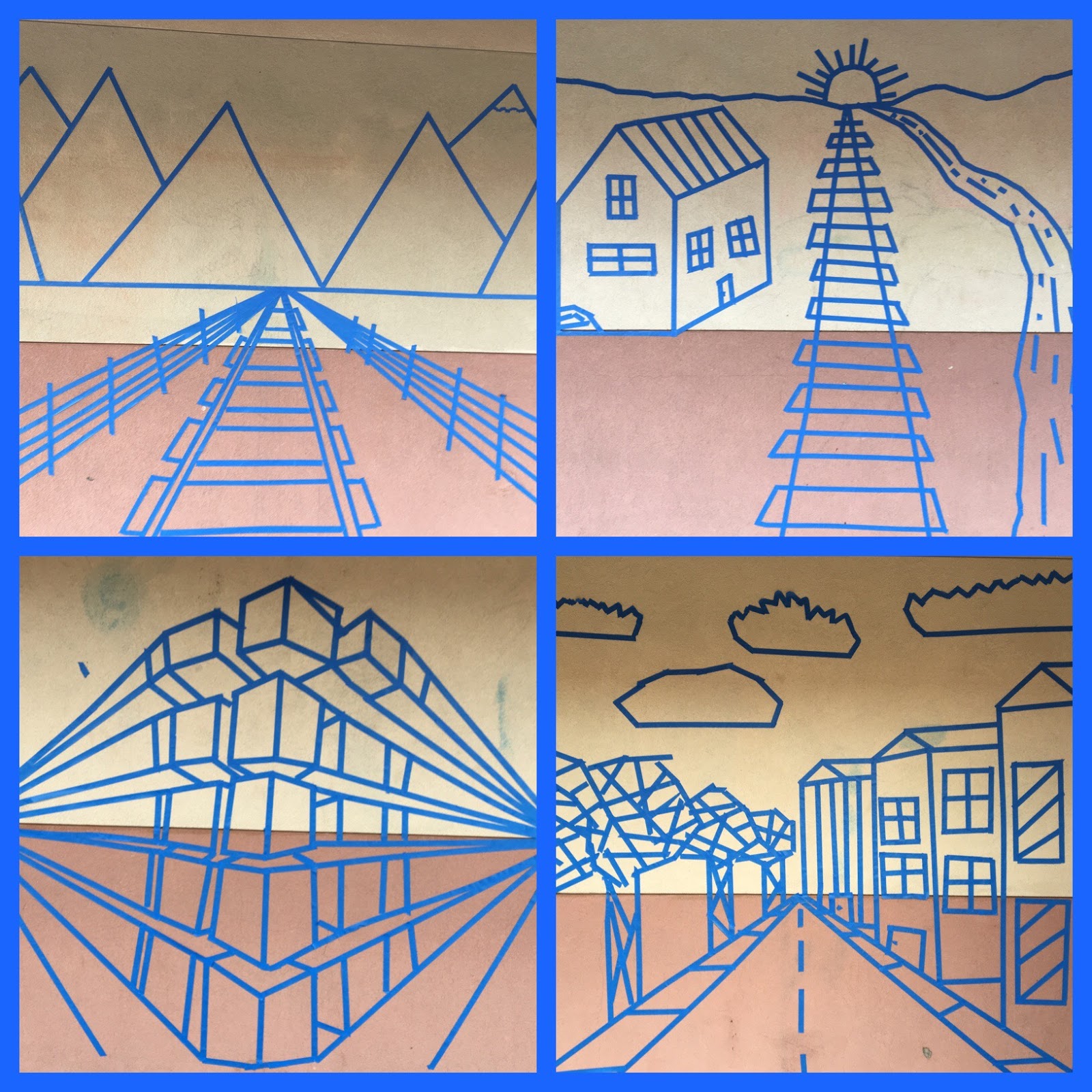 Expressions Curriculum 7th Grade Perspective Tape Murals are Installed!