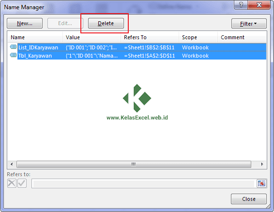 Cara Mengubah dan Menghapus Nama Range Excel | Kelas Excel Cara Mengubah dan Menghapus Nama Range Excel | Kelas Excel