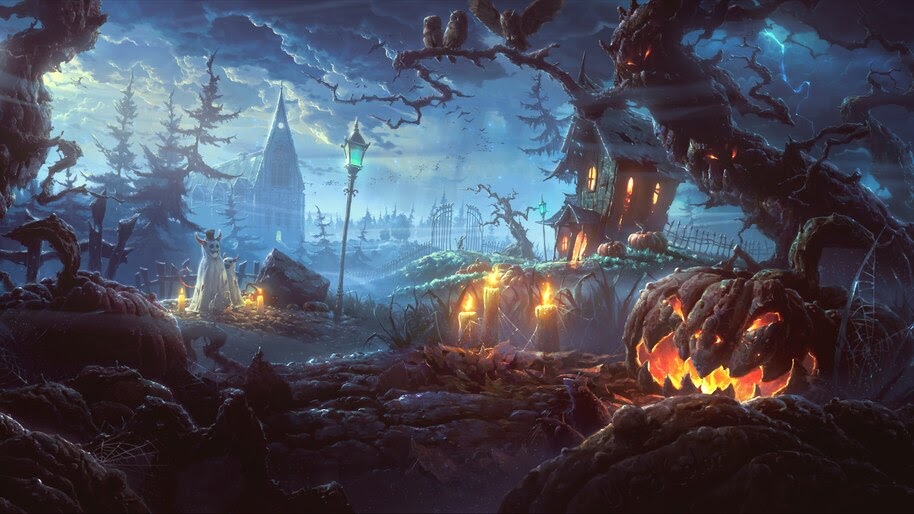 Halloween, Town, Pumpkin, Digital Art, 8K, #4.2049