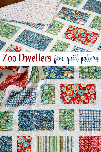 Zoo Dwellers - a fun & free quilt pattern from Andy of A Bright Corner.  This crib size fat quarter quilt would be quick to make!