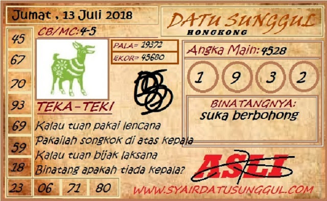 Forum Syair Harian Shio Jitu Hk 13 Juli 2018 Kode Syair Sgp Hk Sd Motesia