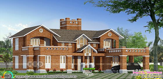 Red brick house design in Colonial style