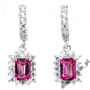 srebrne kolczyki z różowymi topazami i cyrkoniami srebrne kolczyki wieczorowe kolczyki ślubne trendy 2016 kolczyki z kamieniami