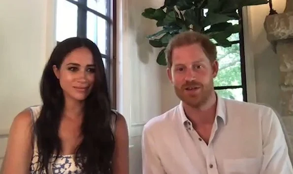 Meghan Markle wore Brock Collection floral print midi dress. Prince Henry and Meghan attended a meeting from new home in Santa Barbara