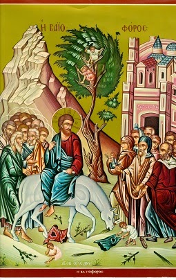 <div style="text-align: center;"> <img alt="Κυριακή των Βαΐων" height="640" src="https://blogger.googleusercontent.com/img/b/R29vZ2xl/AVvXsEgMnfgoJhZamymyeQKyA-N_9SDzztNdenxiZzGFNfC1TZ3QWdAmOpd_goXU8v65TRH3uetnIHLHfzSQhlzxae0MJPKYtPUz-P3UM_GMAm18wI0HINtBW_SXDViSl8HNP53leKH3yAZgJeq0/w559-h640/%CE%A9%CE%A3%CE%91%CE%9D%CE%91+%CE%9A%CE%A5%CE%A1%CE%99%CE%91%CE%9A%CE%97+%CE%92%CE%91%CE%99%CE%A9%CE%9D.jpg" width="559" /> </div> Ο Ιησούς εισέρχεται στα Ιεροσόλυμα και γίνεται δεκτός μετά Βαΐων και κλάδων.<br /> Οι Ιουδαίοι της Συναγωγής αποφασίζουν να τον φονεύσουν.