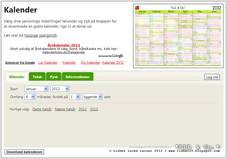 *LLL og Co.*: Personlig kalender