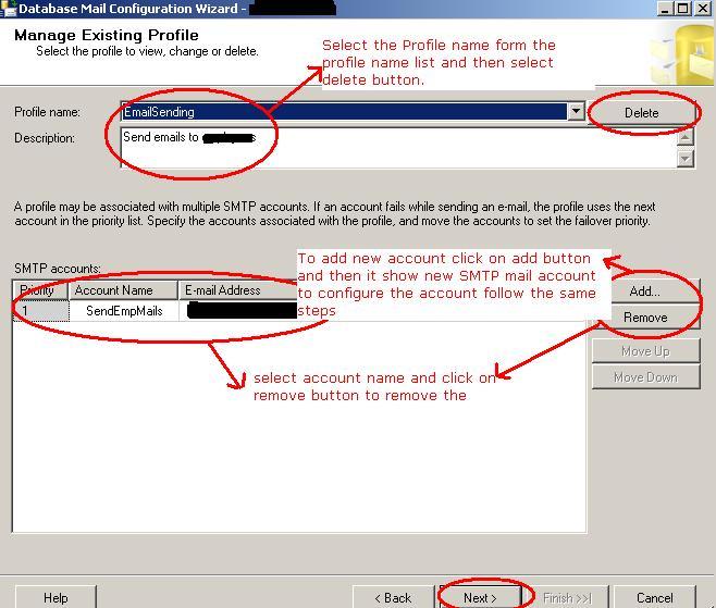 SQL Server Manage Profiles and Accounts (Database Mail)
