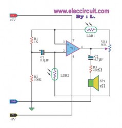 using ic 741 for audible light sensor electronic circuit collection
