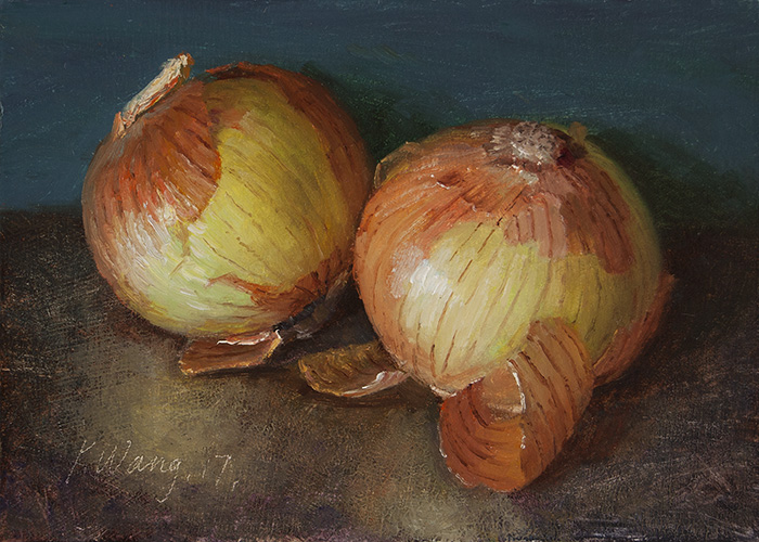 Wang Fine Art two onions still life oil painting original daily