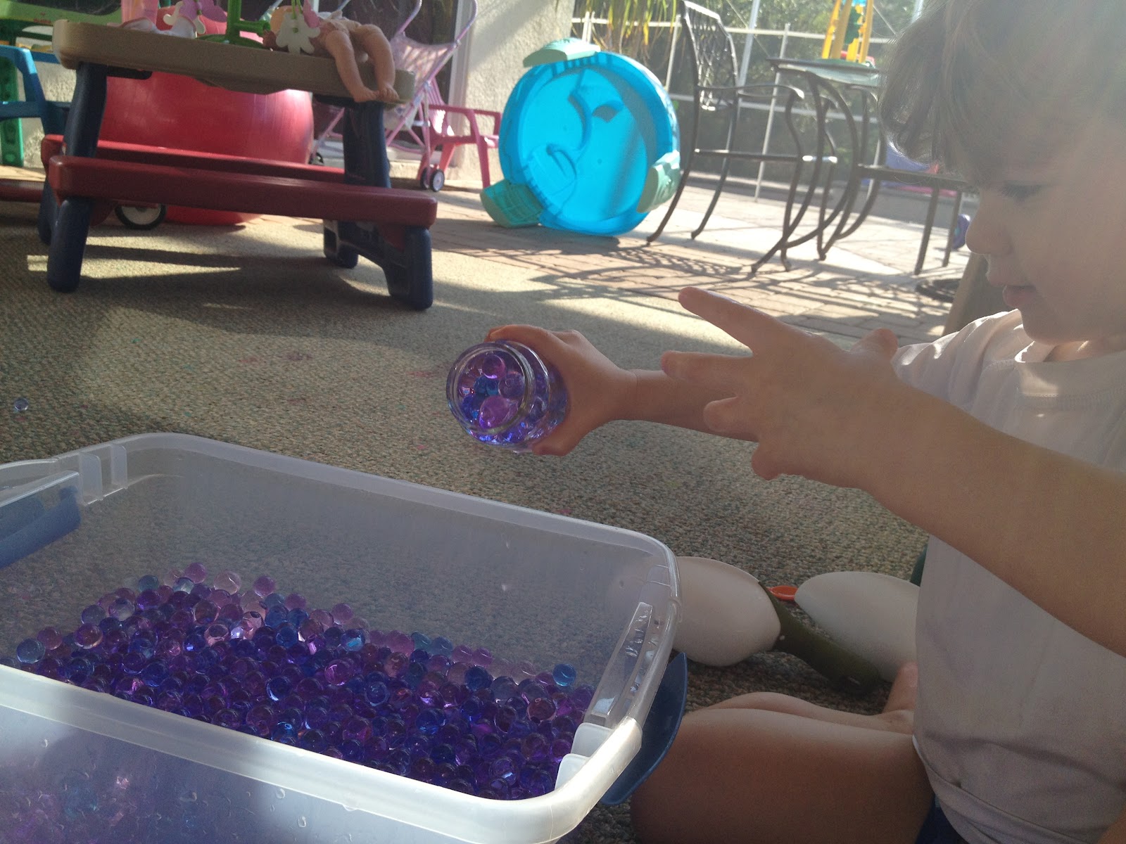 Two Much Fun: Water Bead Ice Play