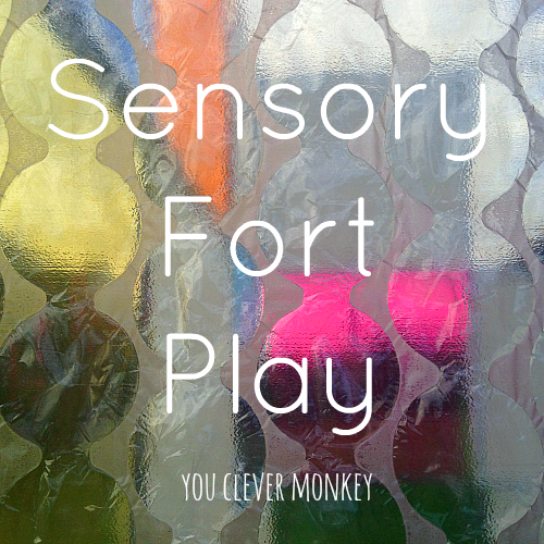 Sensory Fort - a perfect invitation to play. Our part of Building Blocks and Acorns Fort Building Challenge. Visit www.youclevermonkey.com for more information.
