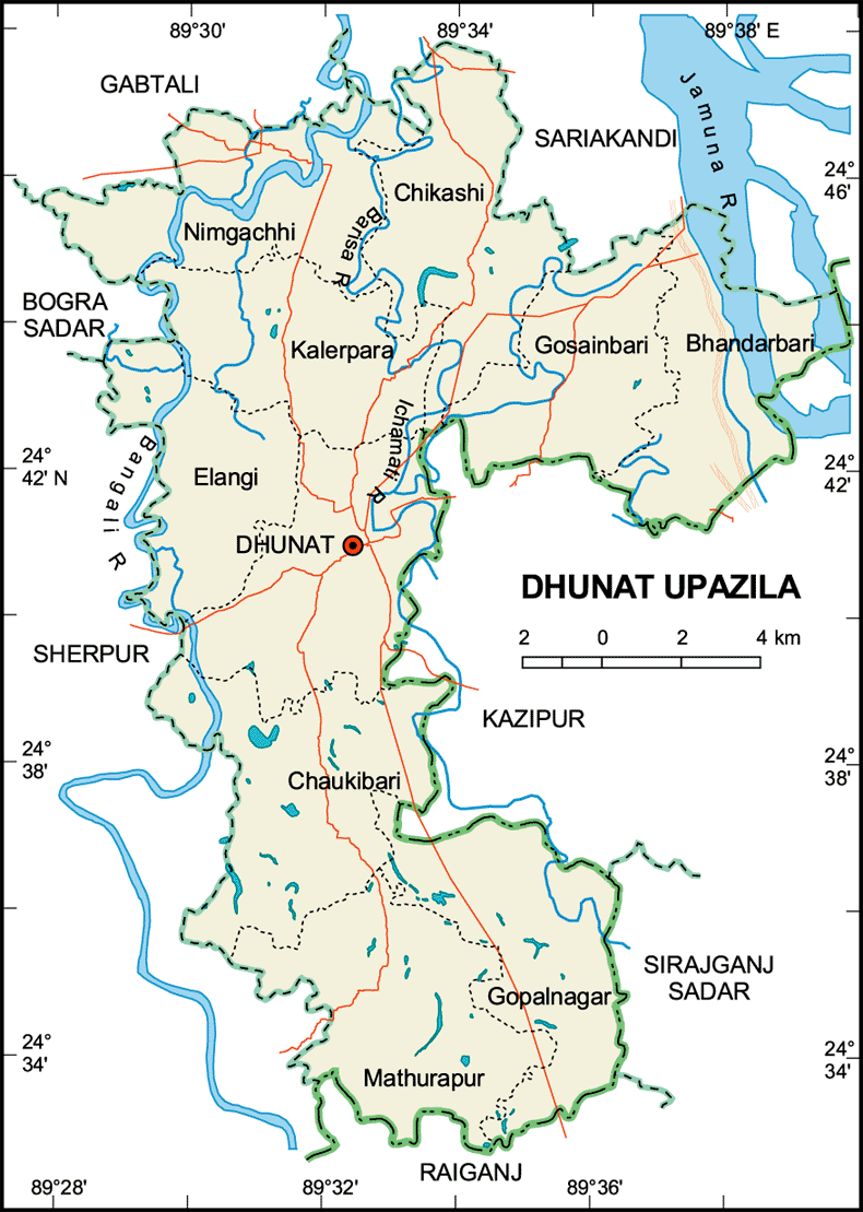 Dhunat Upazila Map Bogra District Bangladesh