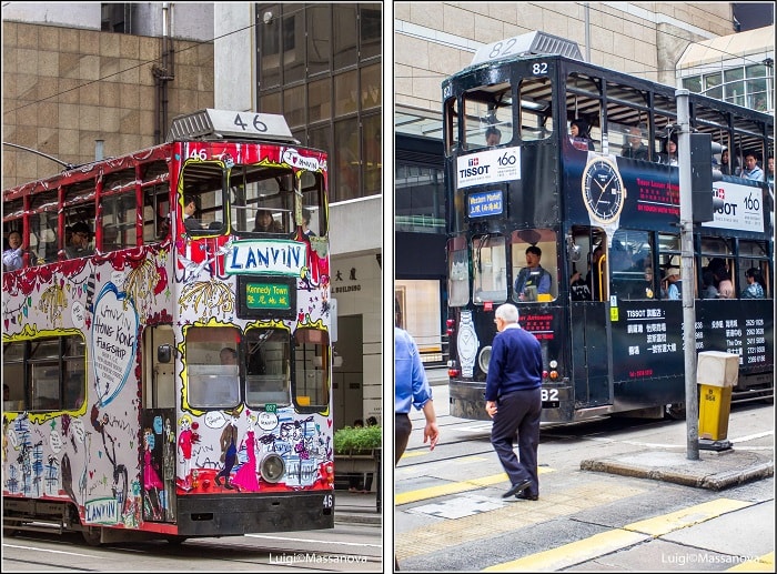 colorful Hong Kong trams