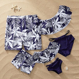 Tropical Palms Prints Family Matching Beachwear
