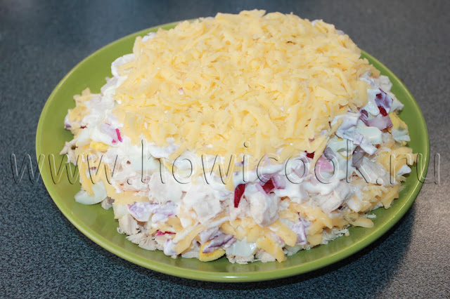 рецепт салата с курицей и сыром с пошаговыми фото