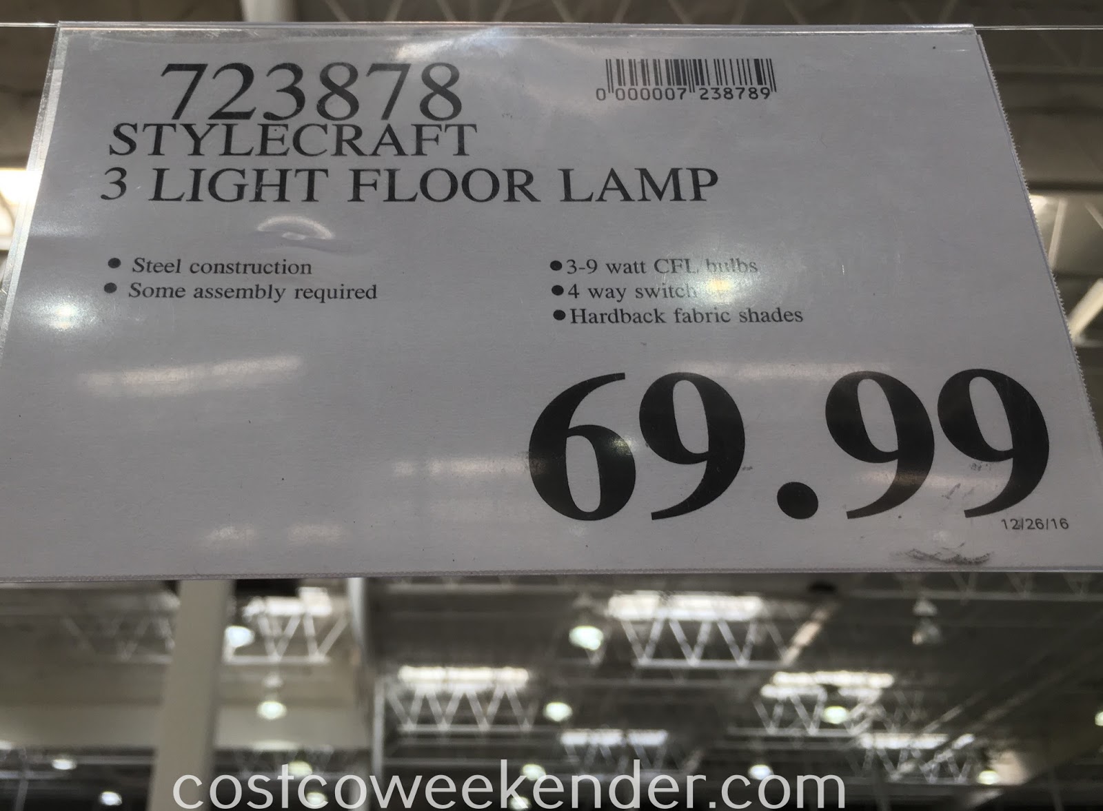 Stylecraft 3 Light Floor Lamp Costco Weekender
