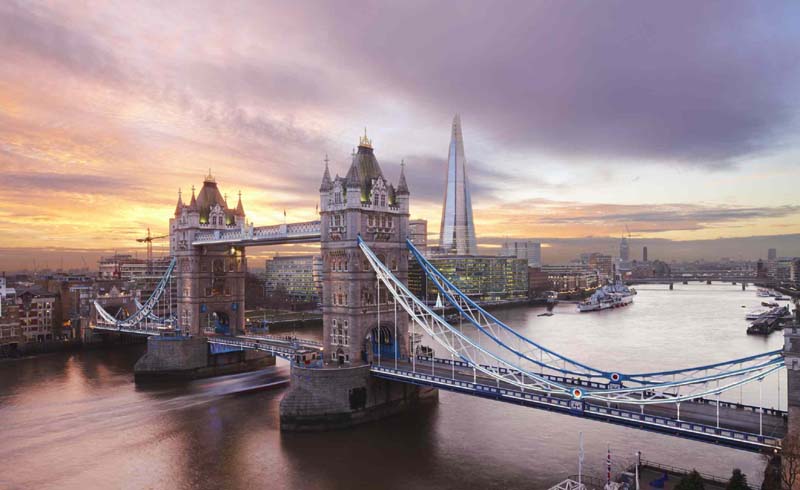 Tower Bridge at sunset in London