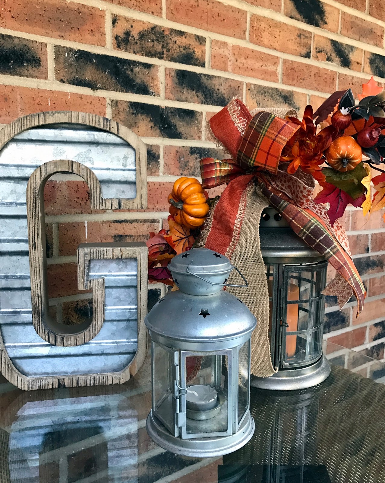 fall porch decor lanterns