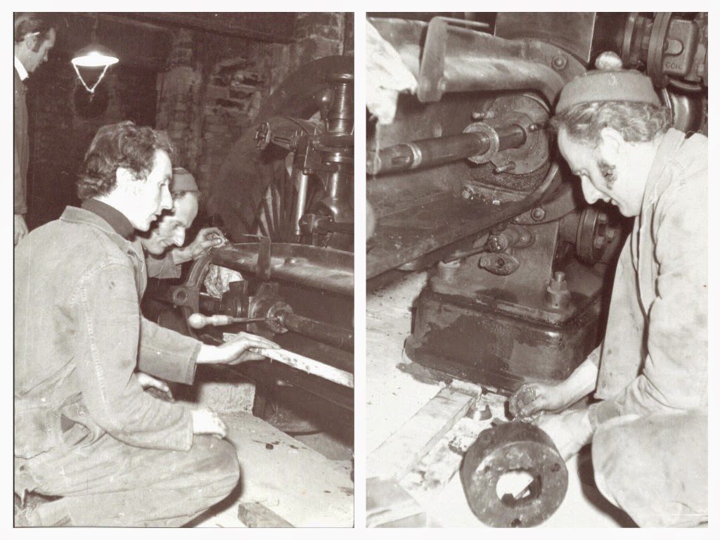 Gladstone Pottery Museum - volunteer engineers work on the steam engine 1973 photo: Arthur Maxfield Gladstone Pottery Museum Story