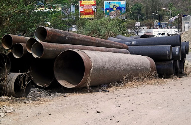 pipes outside a construction site