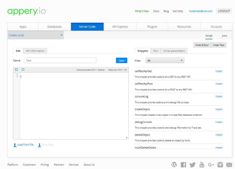 HodentekMSSS: Creating Server Code Script on Appery.io to access a ...